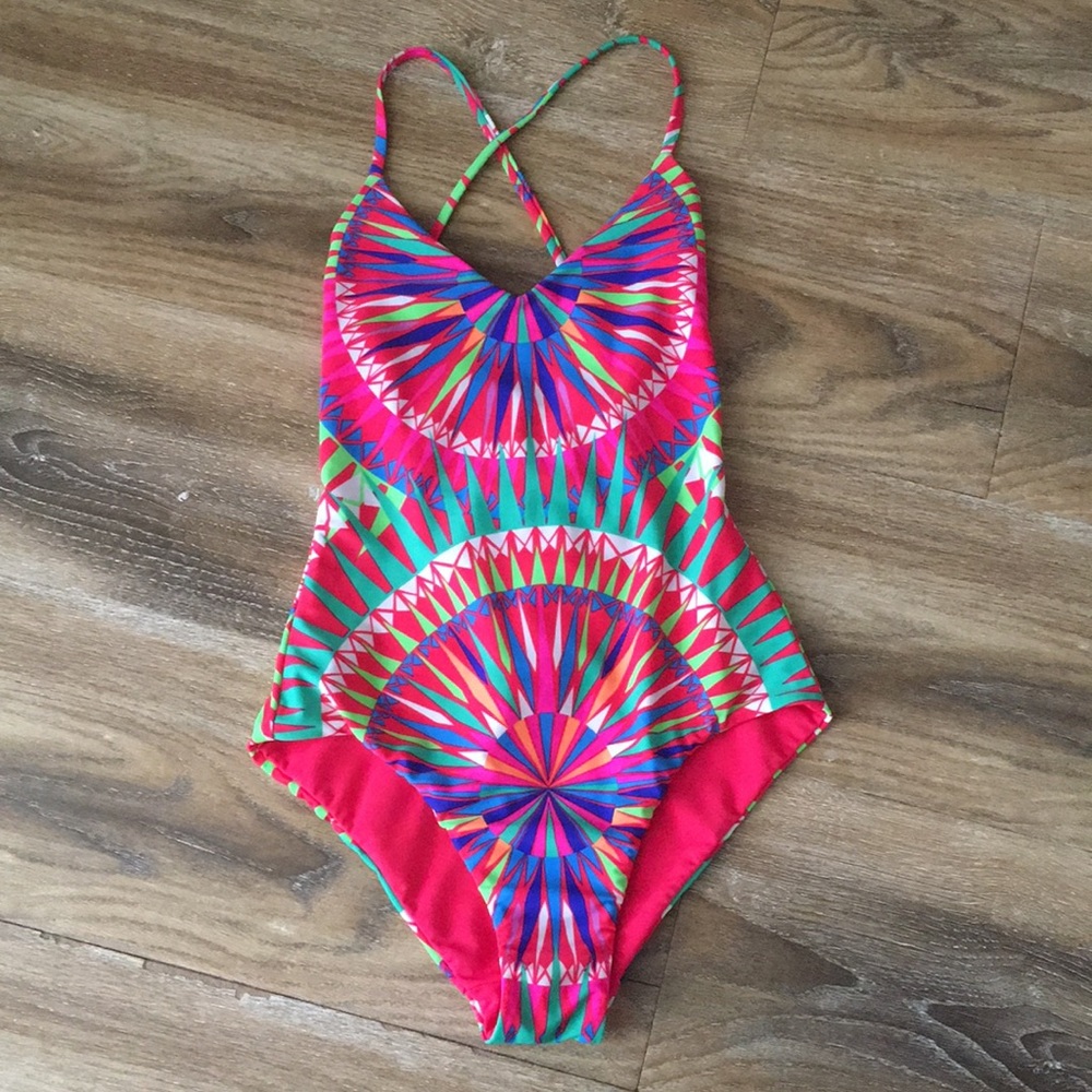 Mara Hoffman Geometric Print Neon One Piece Suit